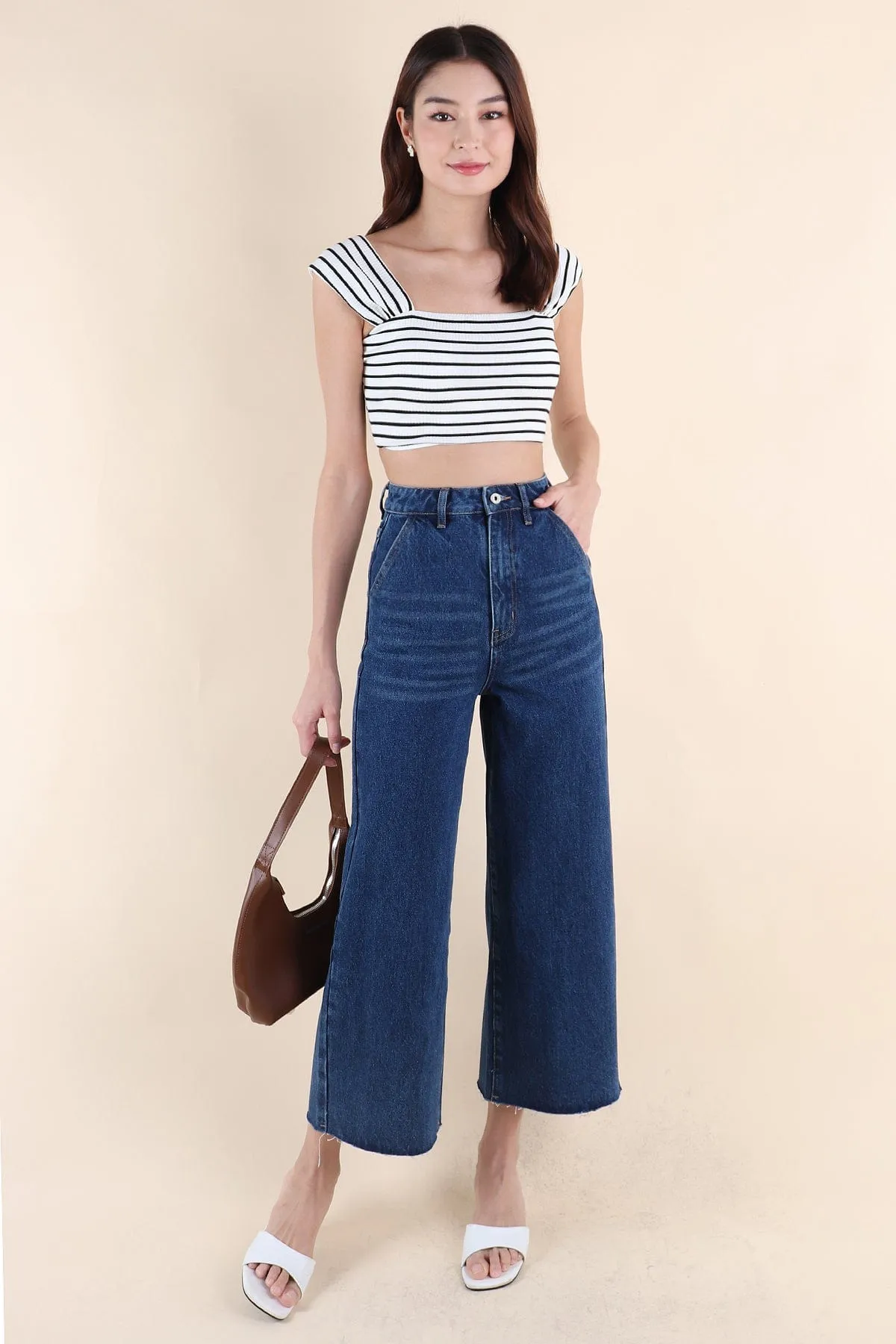 GABE STRIPES CROP TOP IN WHITE