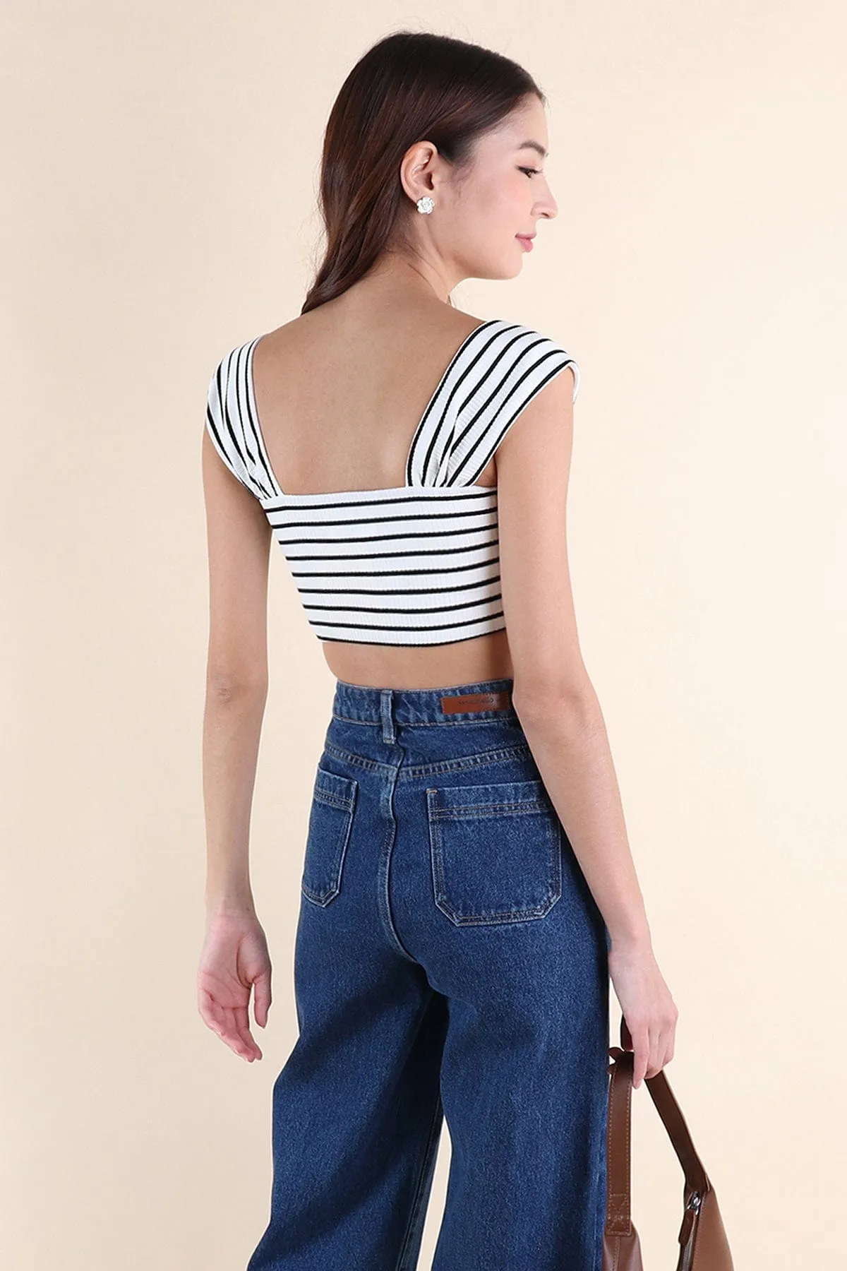 GABE STRIPES CROP TOP IN WHITE