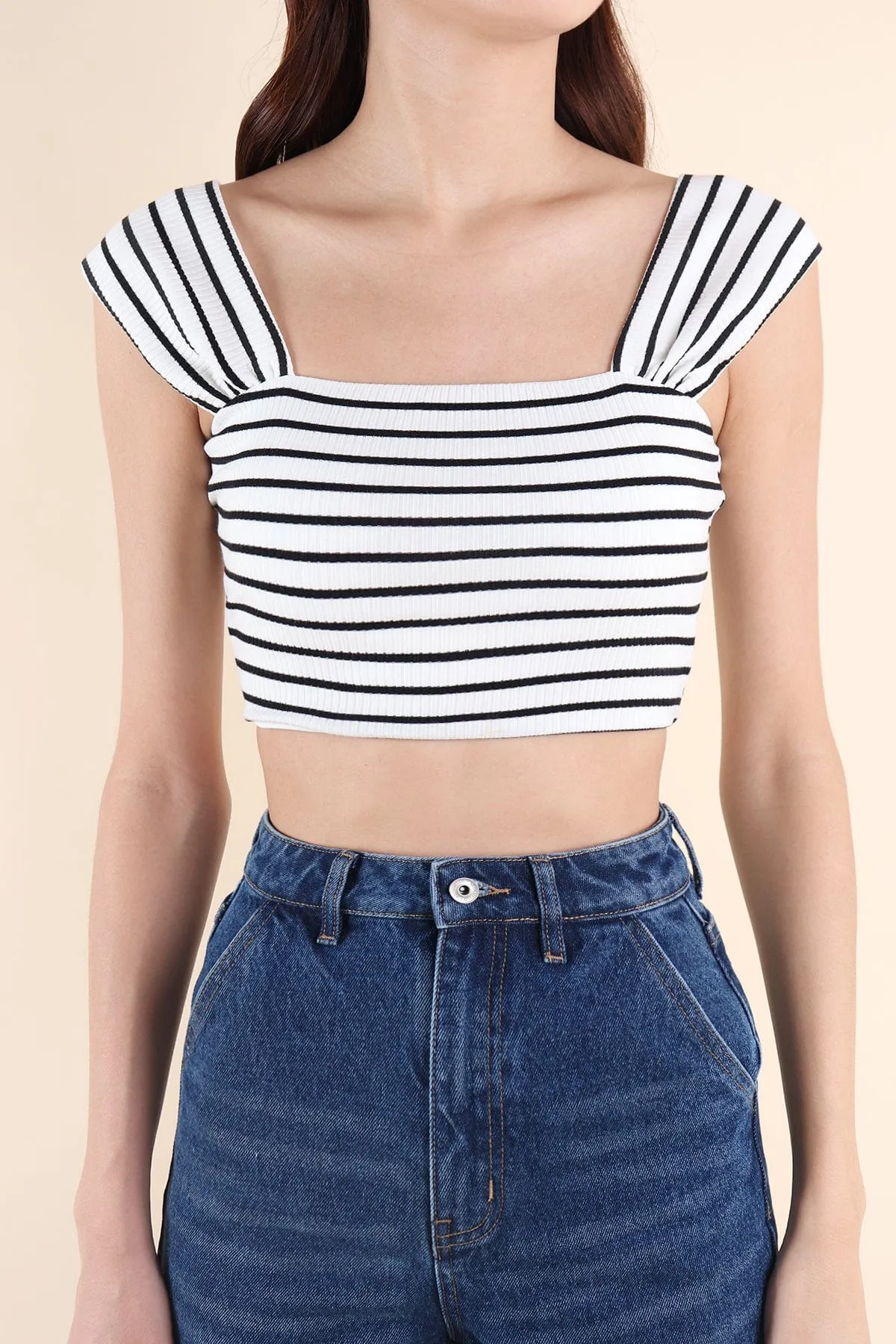 GABE STRIPES CROP TOP IN WHITE