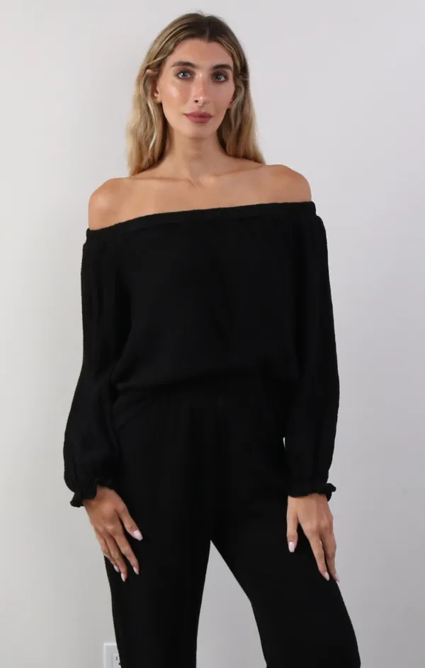 Gauze Flowy Off The Shoulder Top