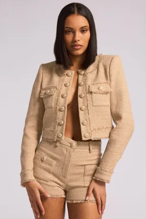 Stylish Taupe Generation Love Venus Tweed Blazer