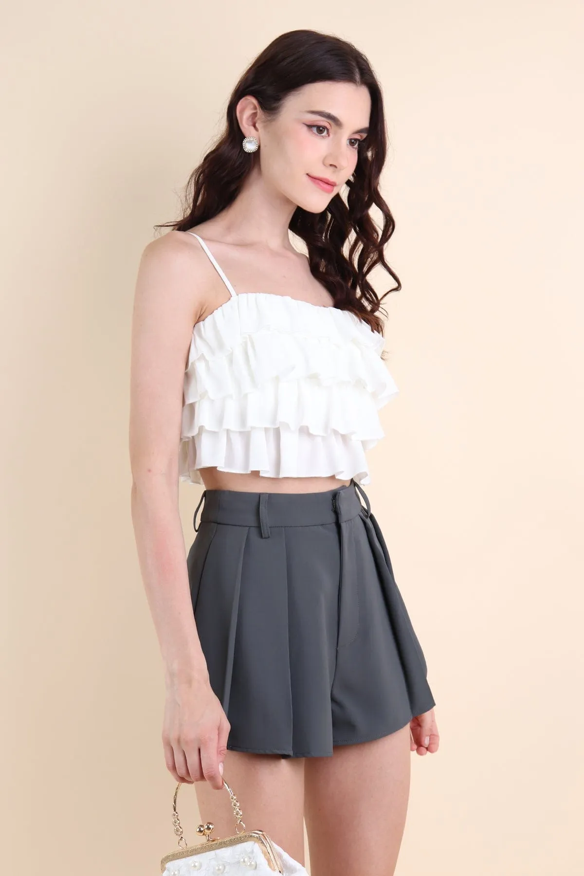 GEORGIA TIER RUFFLE TOP IN WHITE