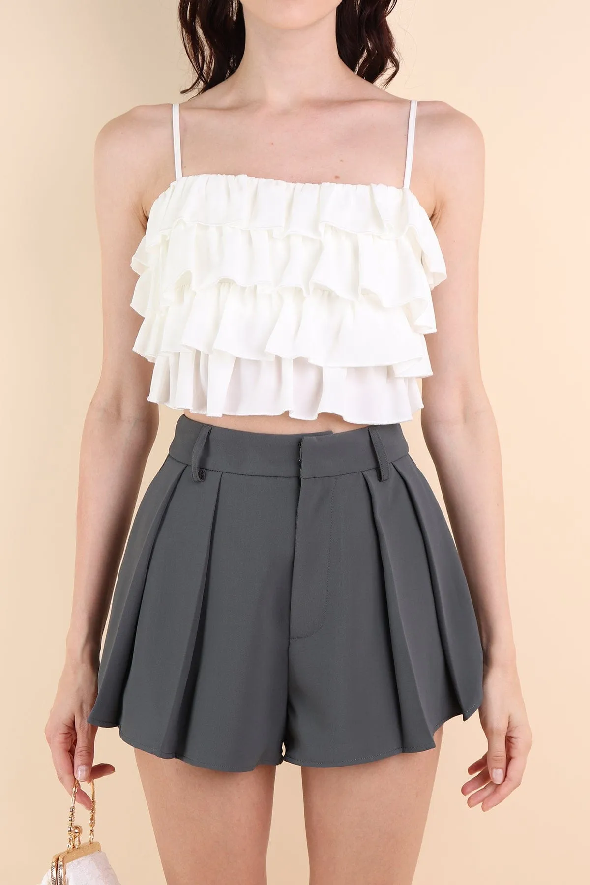 GEORGIA TIER RUFFLE TOP IN WHITE