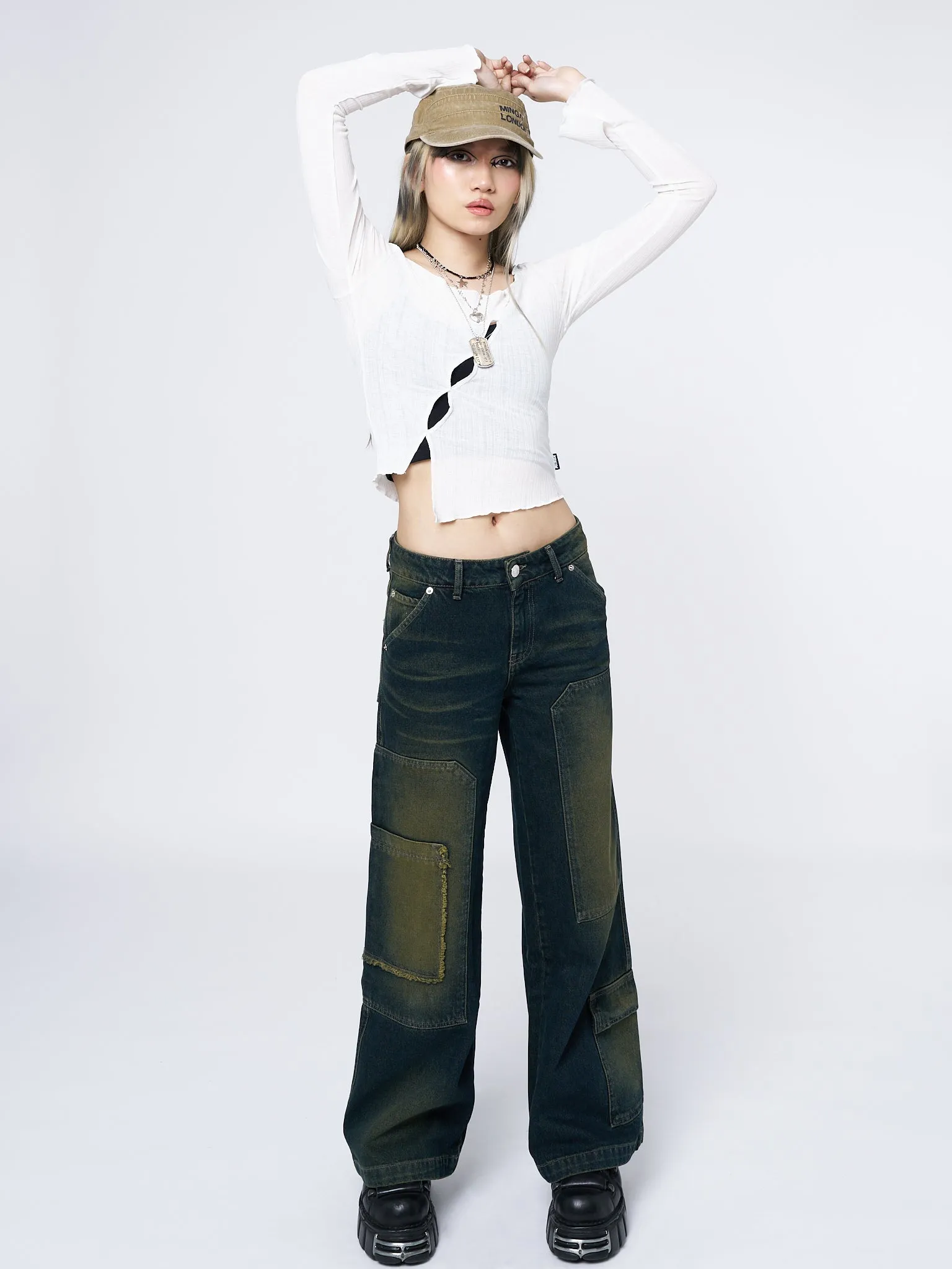 Hana White Asymmetrical Cut Out Top