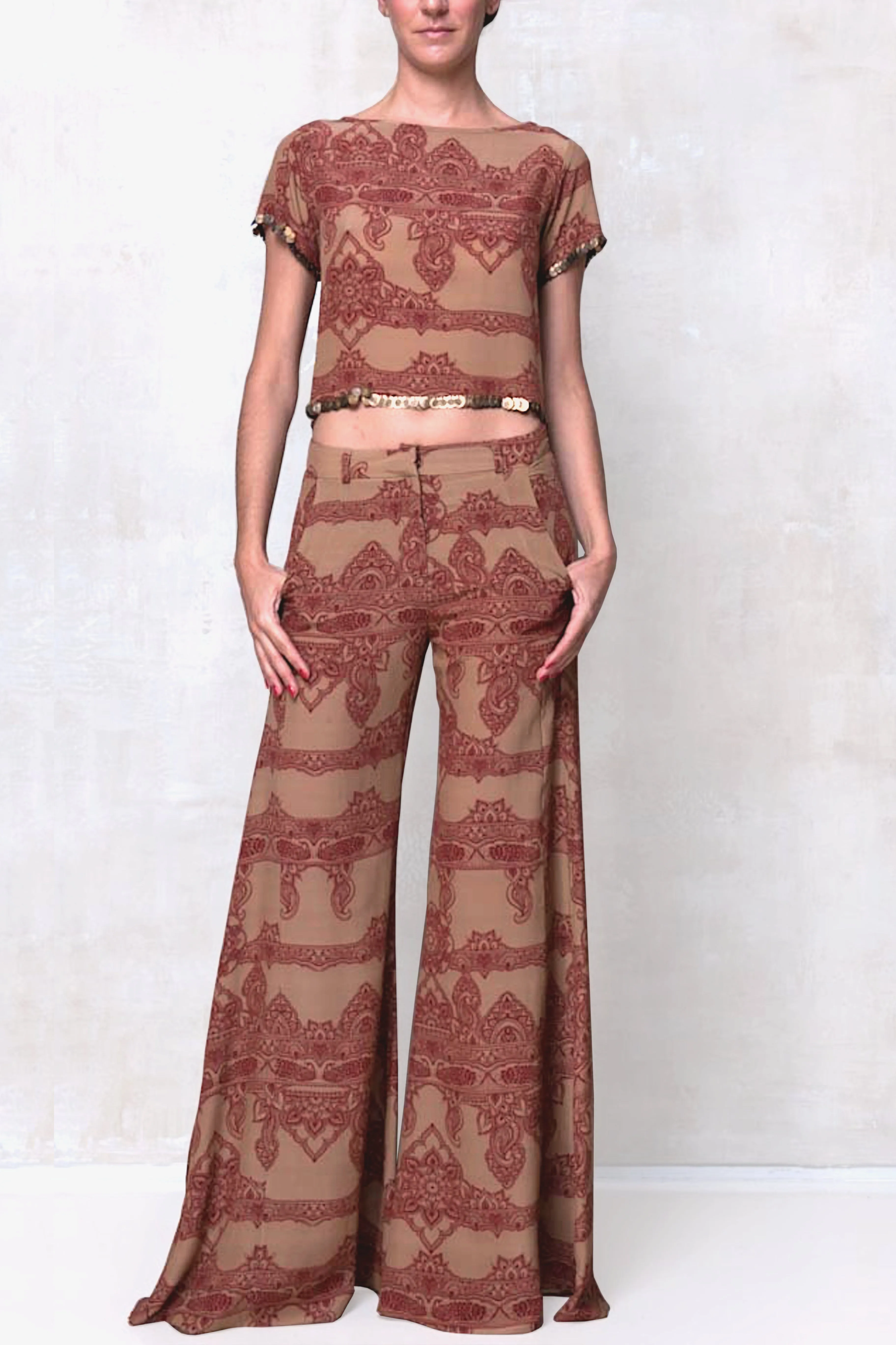 Henna Embroidery Cropped Blouse