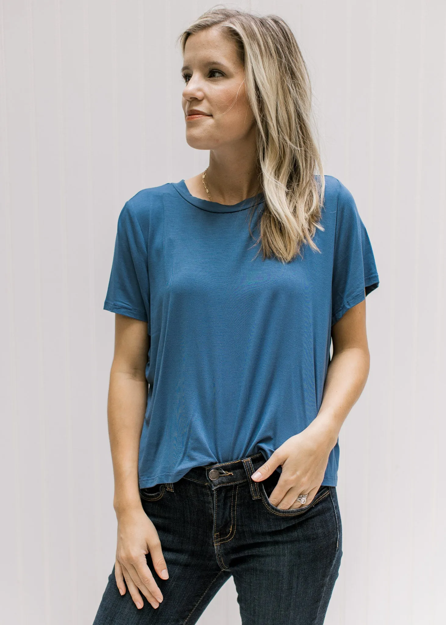 Indigo Slightly Cropped Tee