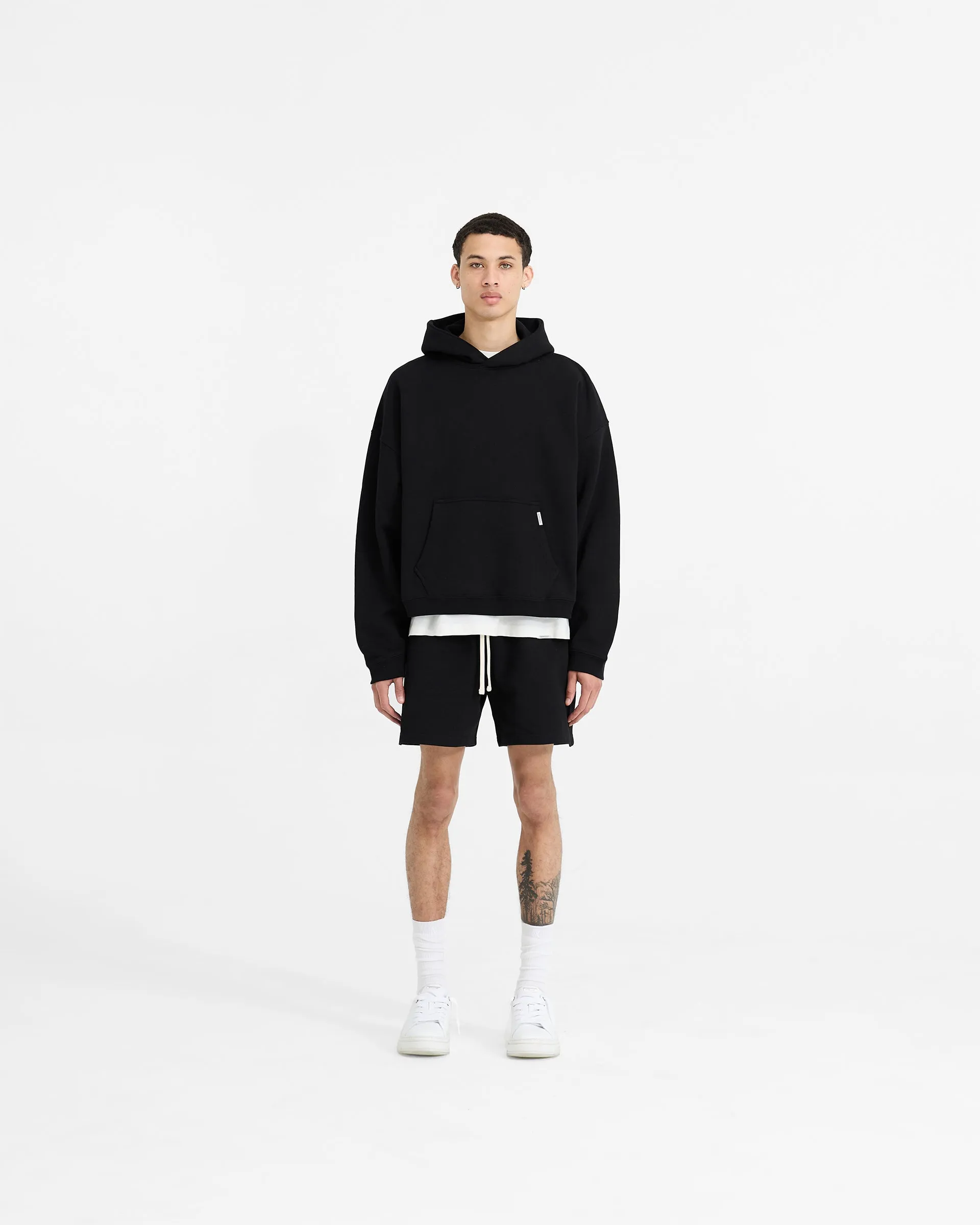 Initial Boxy Hoodie - Black