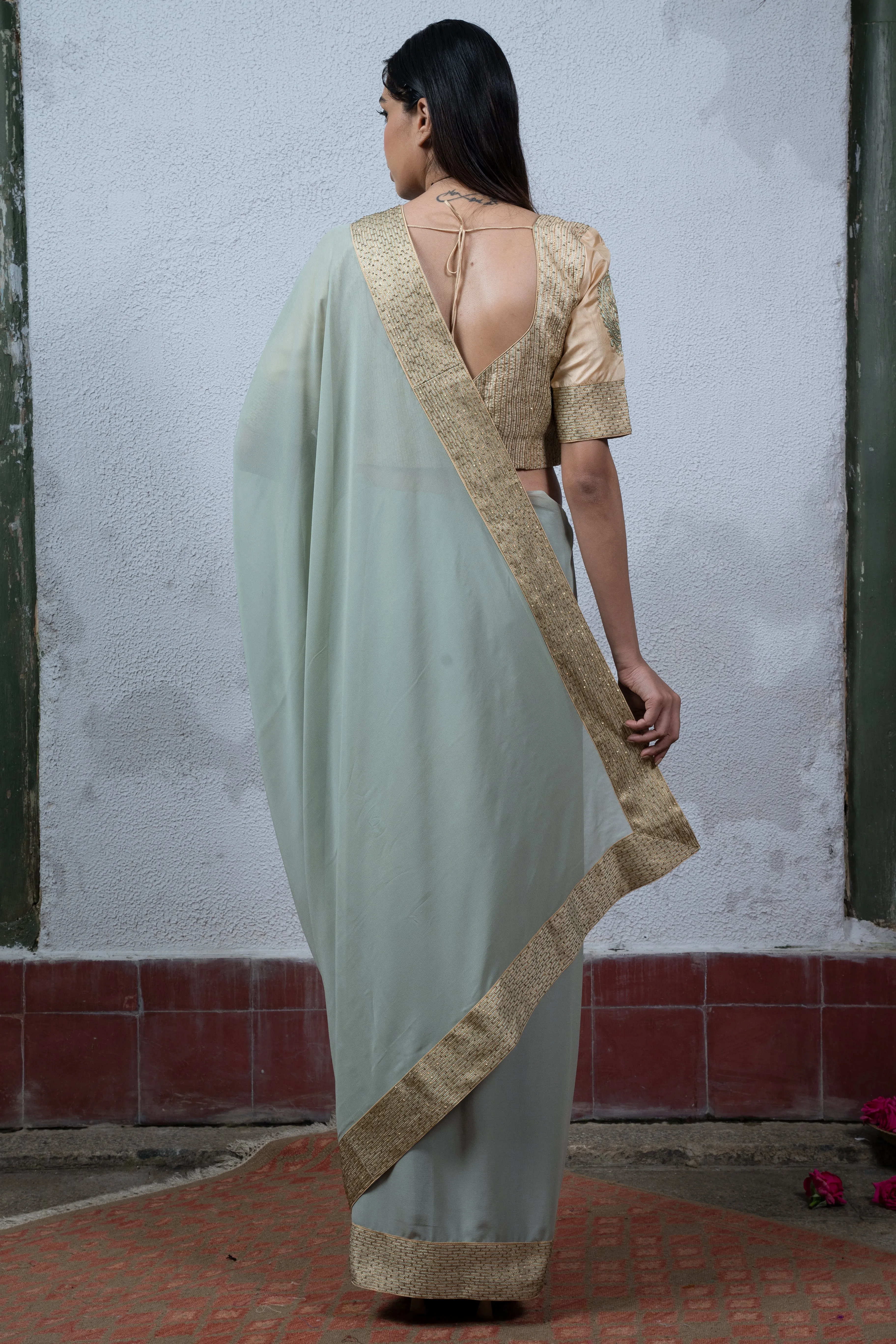 Jaji: Mint Green Saree