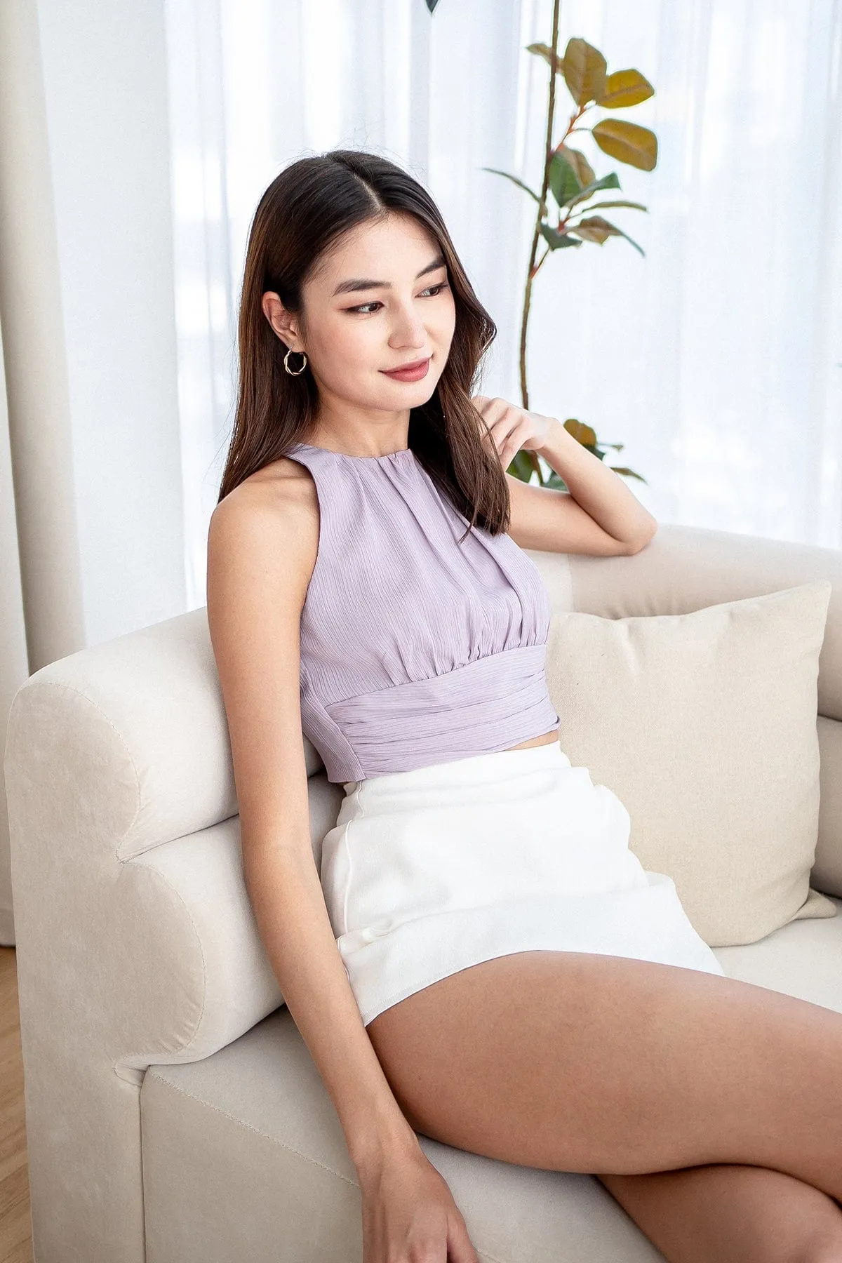 KAI PLEATED TOP IN LILAC