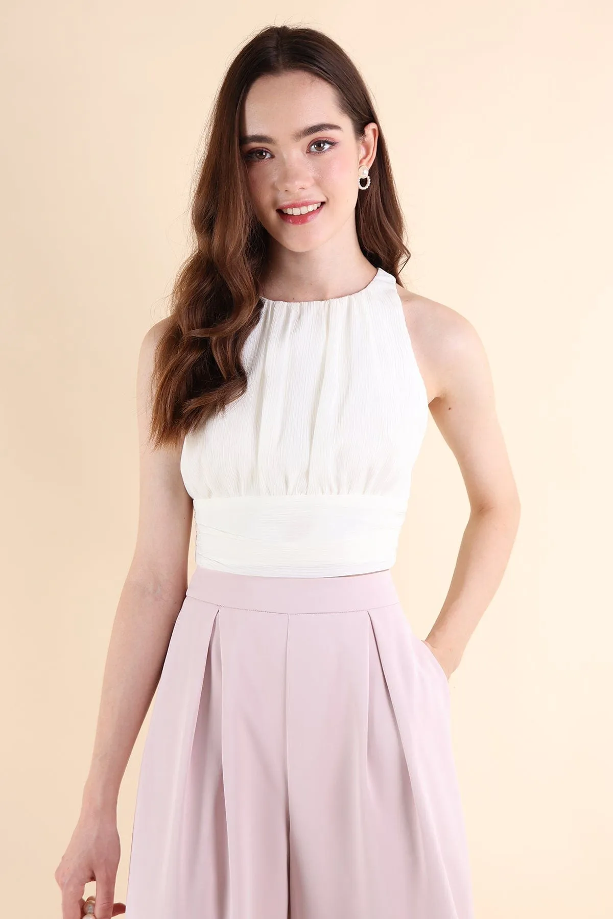 KAI PLEATED TOP IN WHITE