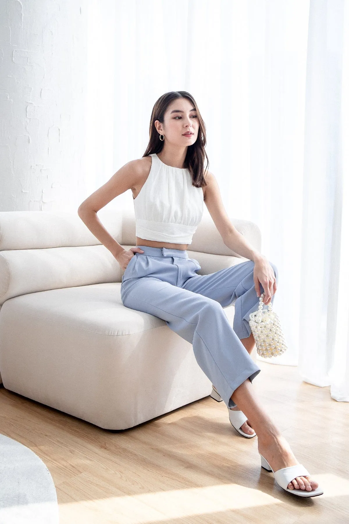 KAI PLEATED TOP IN WHITE