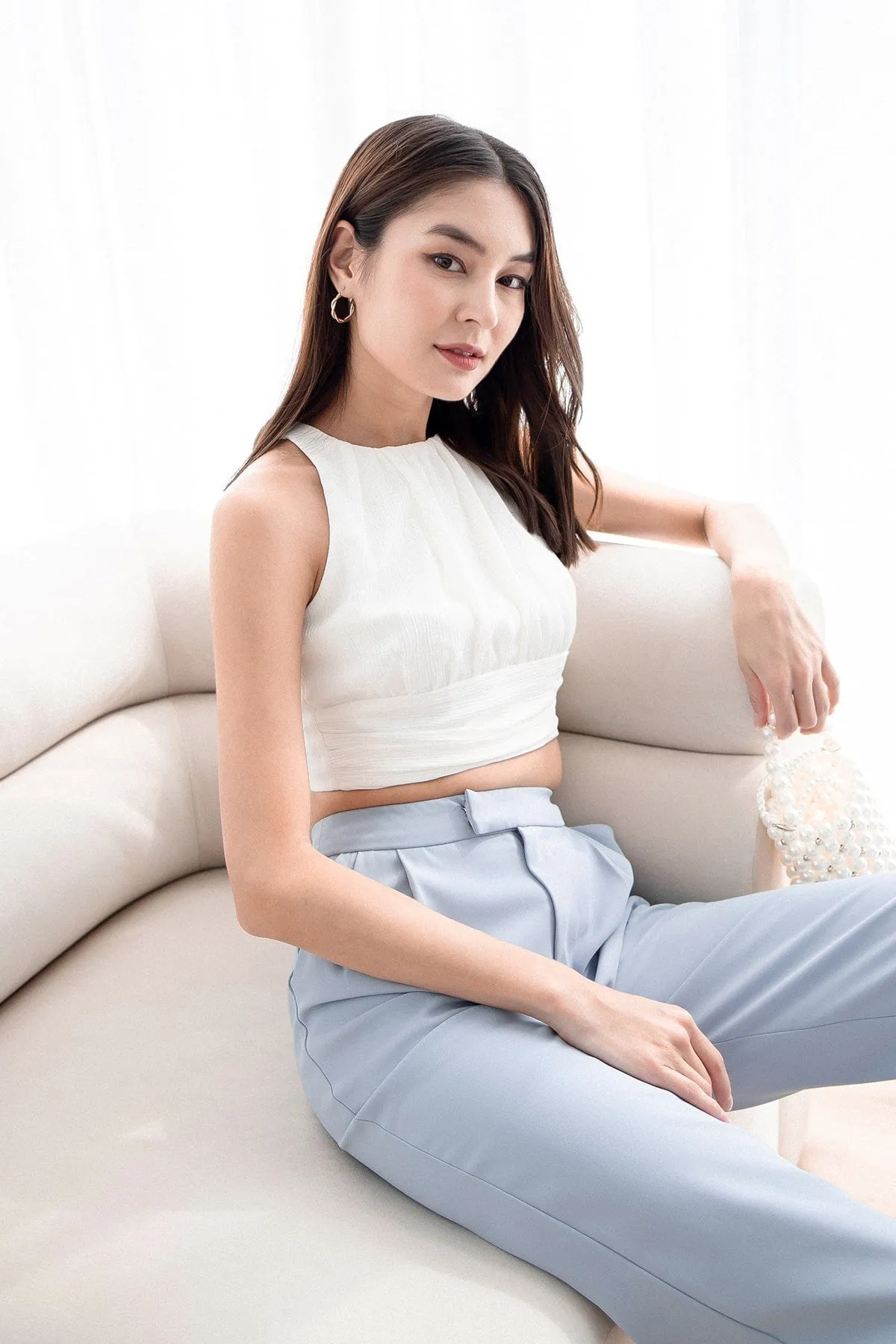 KAI PLEATED TOP IN WHITE