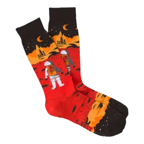 K.Bell Mens Vibrant Red Planetary Crew Socks