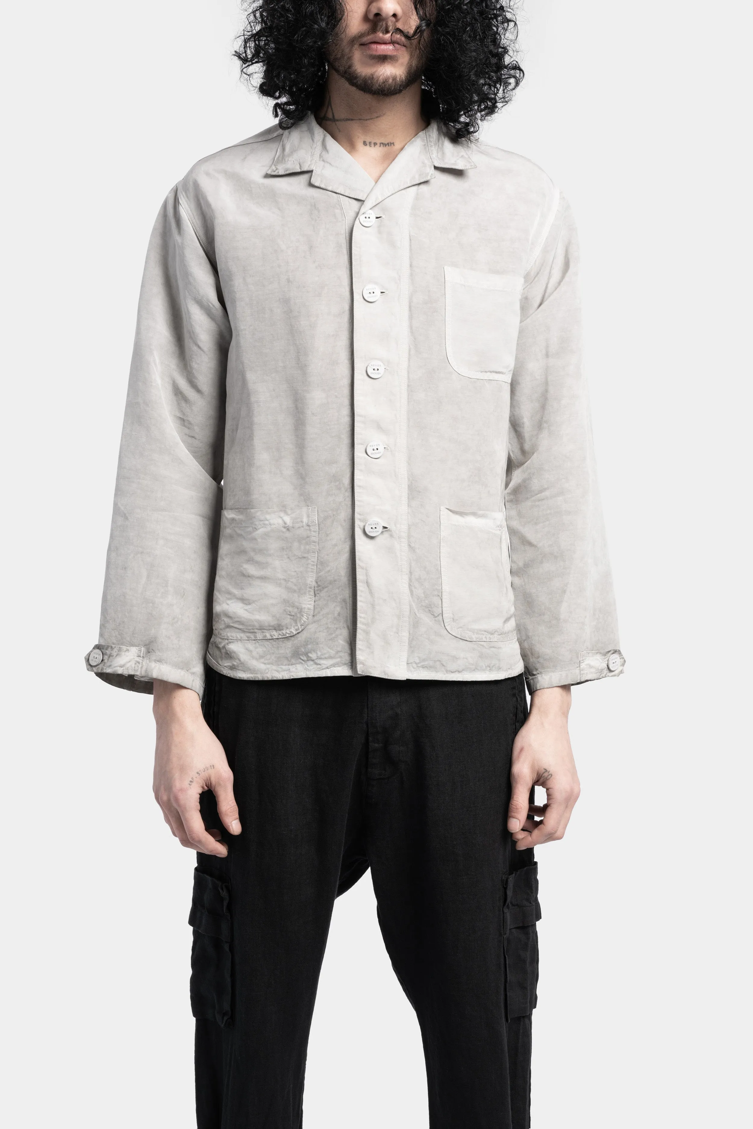 Linen blend button up jacket, Arena fade