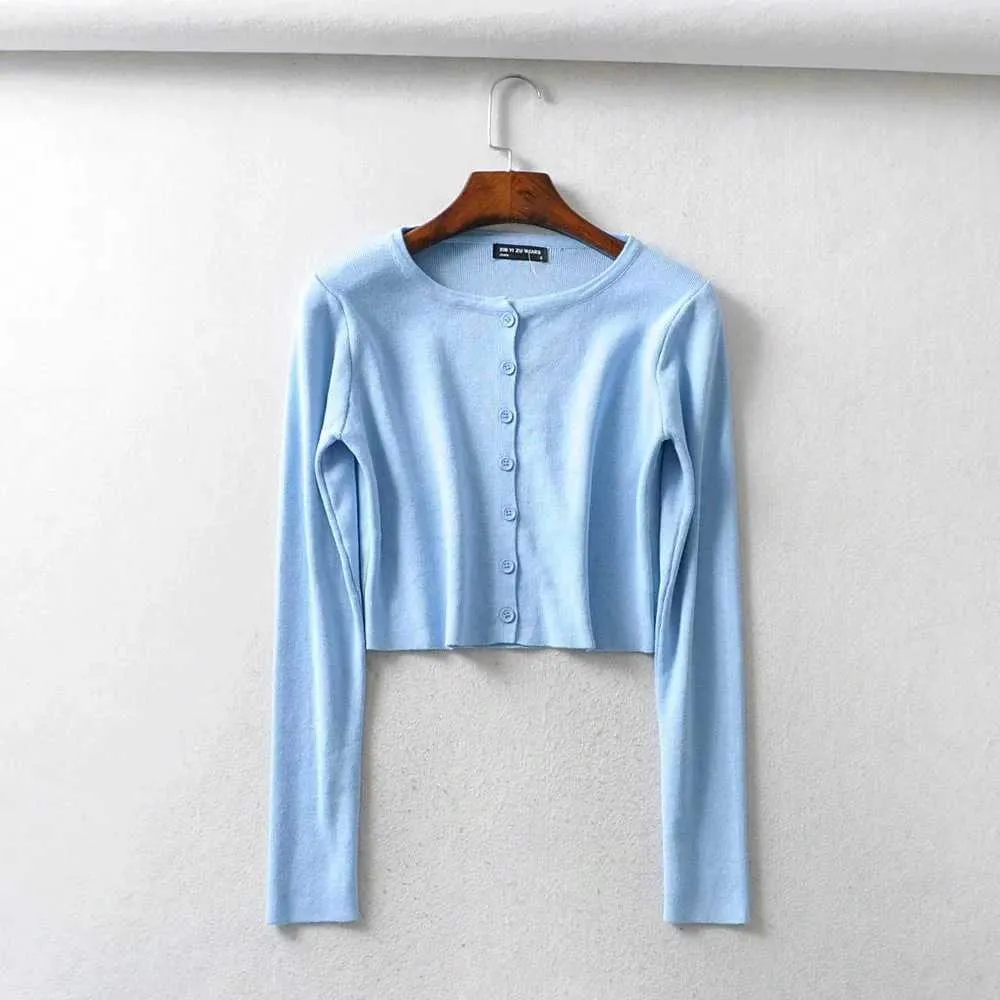 Long Sleeve Button Up Crop Top Tee Shirt For Young