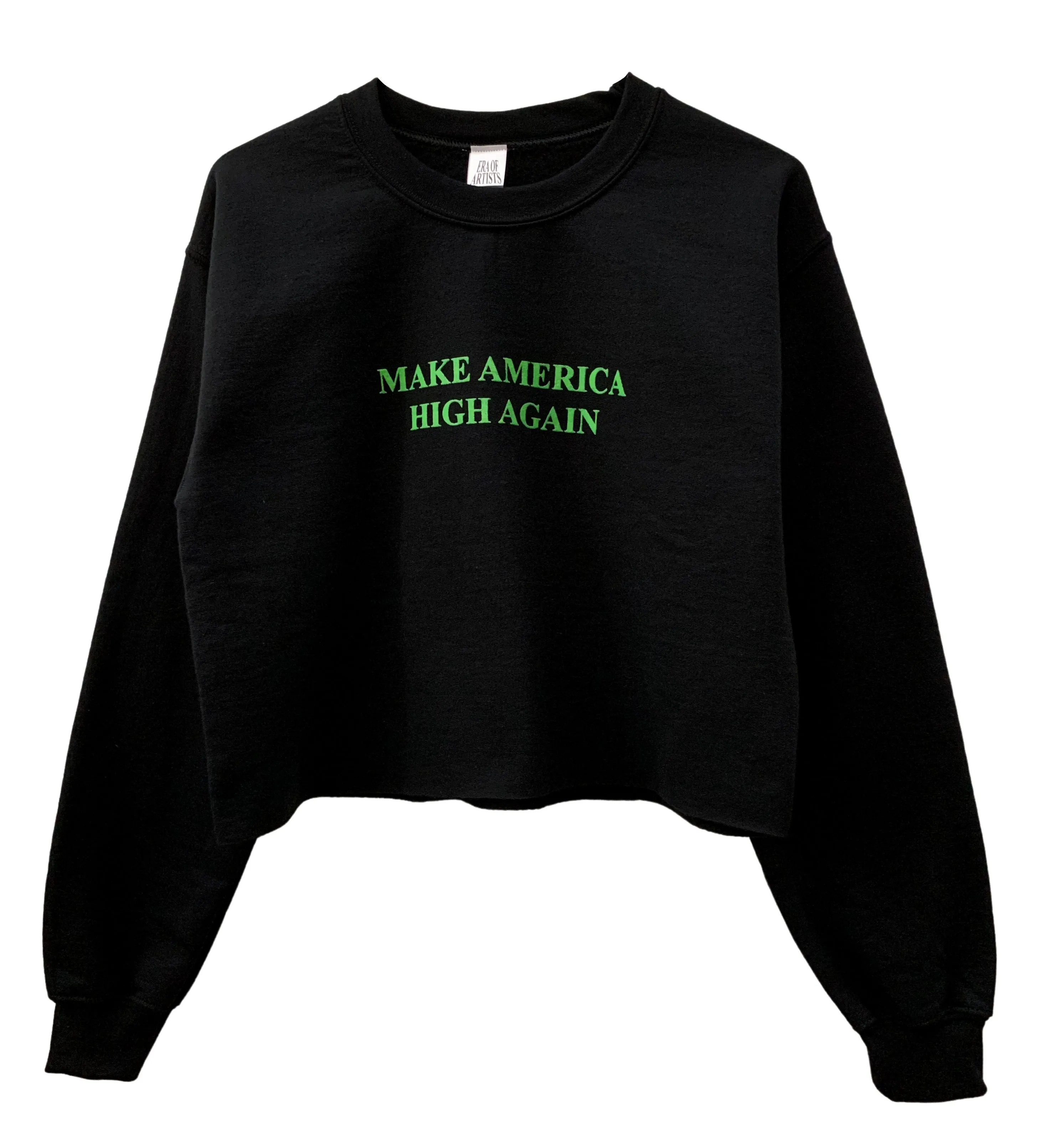 Make America High Again Black Graphic Cropped Unisex Crewneck Sweatshirt