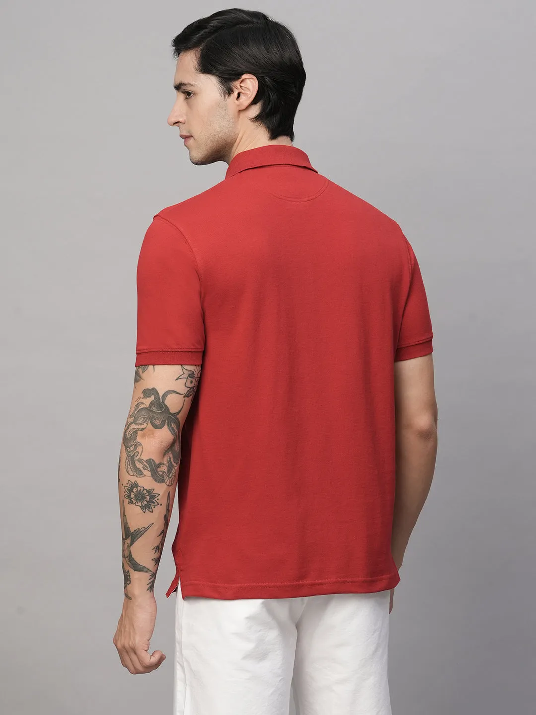 Men's Red Cotton Regular Fit Tshirt