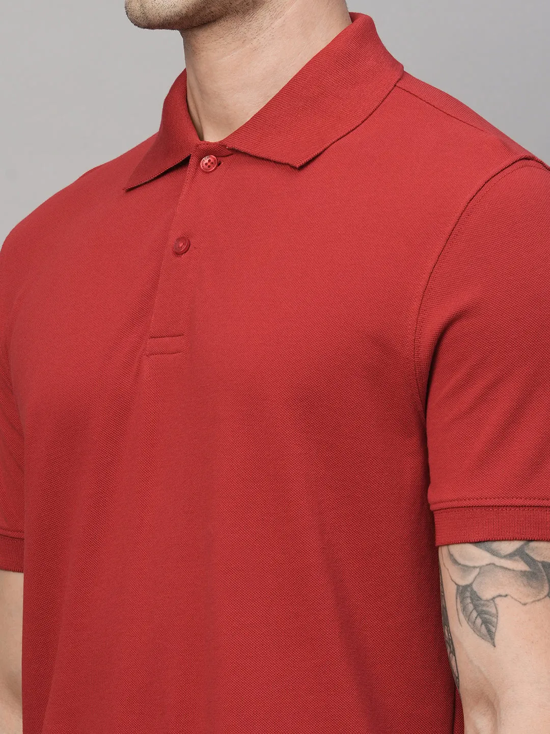 Men's Red Cotton Regular Fit Tshirt