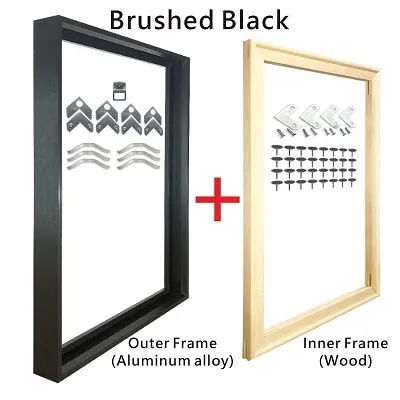 Metal Picture Frame Brushed Black Frosted White Brushed Gold Titanium Silver With Wood Inner Frame Sizes 30x40cm to 60x90cm