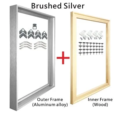 Metal Picture Frame Brushed Black Frosted White Brushed Gold Titanium Silver With Wood Inner Frame Sizes 30x40cm to 60x90cm