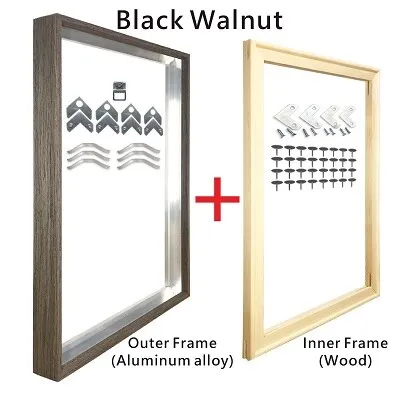 Metal Picture Frame Brushed Black Frosted White Brushed Gold Titanium Silver With Wood Inner Frame Sizes 30x40cm to 60x90cm