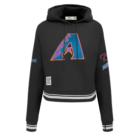 MLB ARIZONA DIAMONDBACKS RETRO CLASSIC WOMEN'S RIB CROPPED PO HOODIE (BLACK)