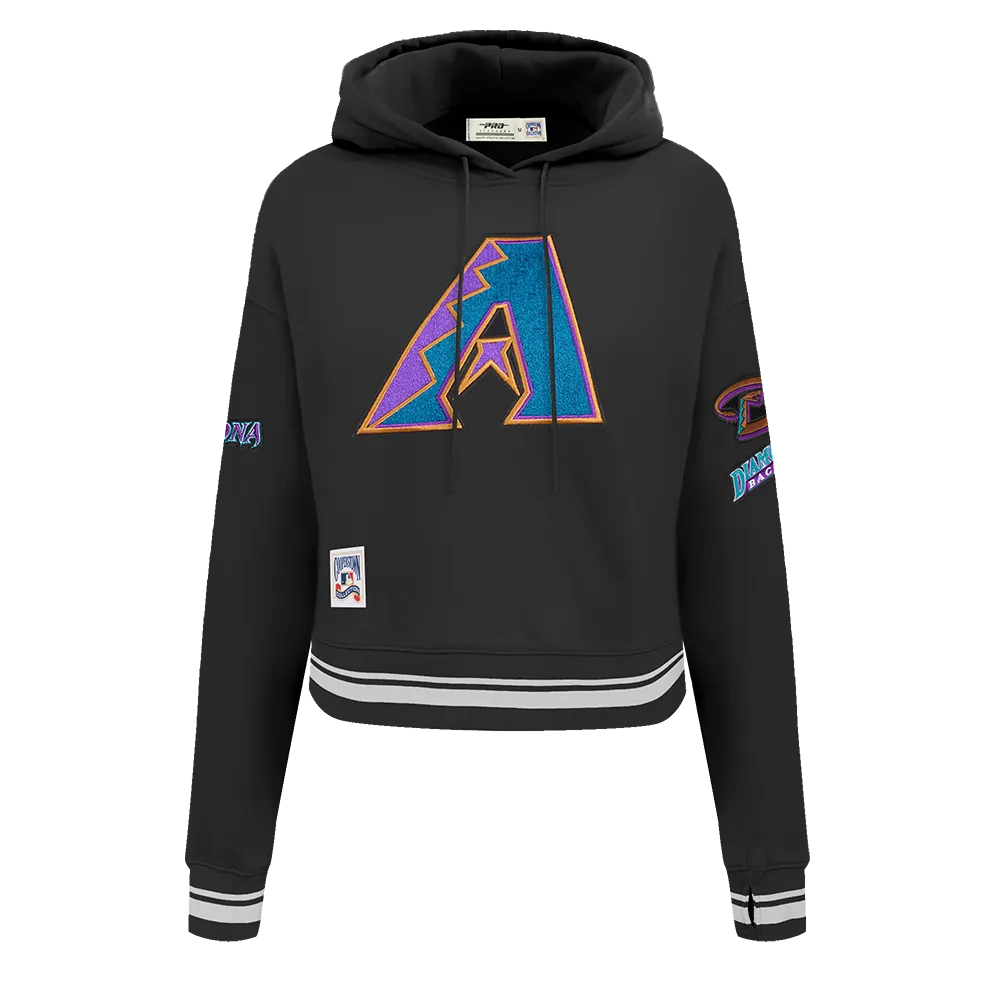 MLB ARIZONA DIAMONDBACKS RETRO CLASSIC WOMEN'S RIB CROPPED PO HOODIE (BLACK)