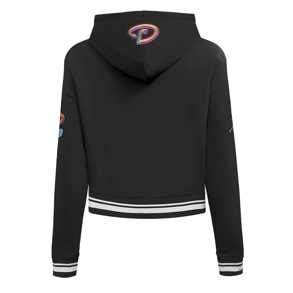 MLB ARIZONA DIAMONDBACKS RETRO CLASSIC WOMEN'S RIB CROPPED PO HOODIE (BLACK)