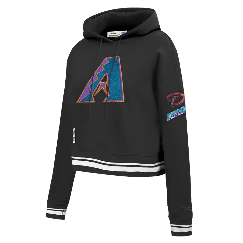 MLB ARIZONA DIAMONDBACKS RETRO CLASSIC WOMEN'S RIB CROPPED PO HOODIE (BLACK)