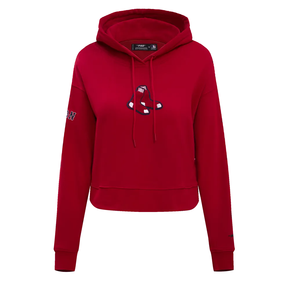 MLB BOSTON RED SOX CLASSIC WOMEN'S CROPPED PO HOODIE (RED)