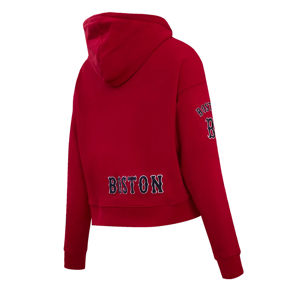 MLB BOSTON RED SOX CLASSIC WOMEN'S CROPPED PO HOODIE (RED)