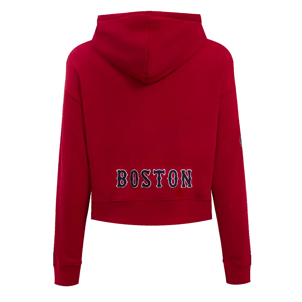 MLB BOSTON RED SOX CLASSIC WOMEN'S CROPPED PO HOODIE (RED)