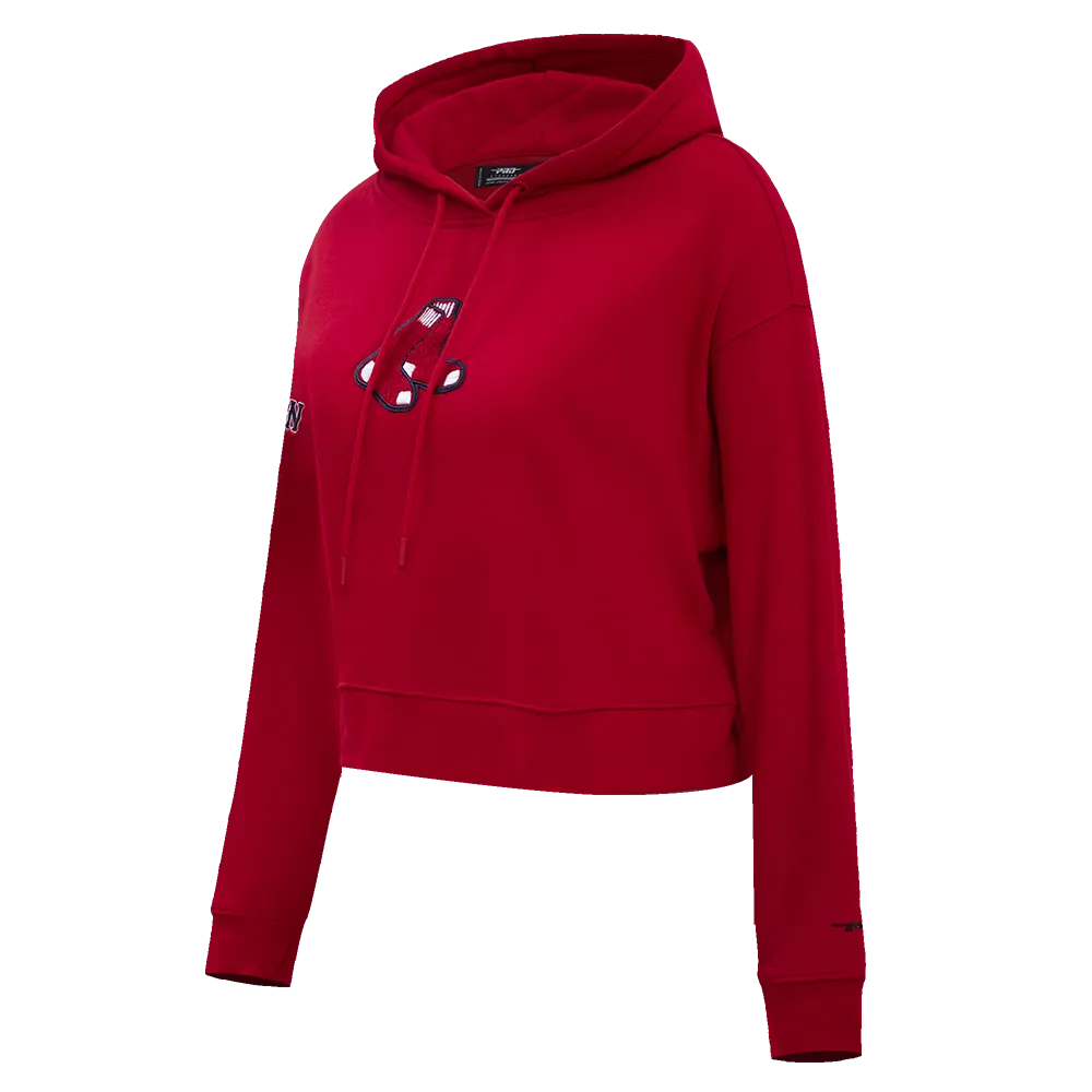 MLB BOSTON RED SOX CLASSIC WOMEN'S CROPPED PO HOODIE (RED)