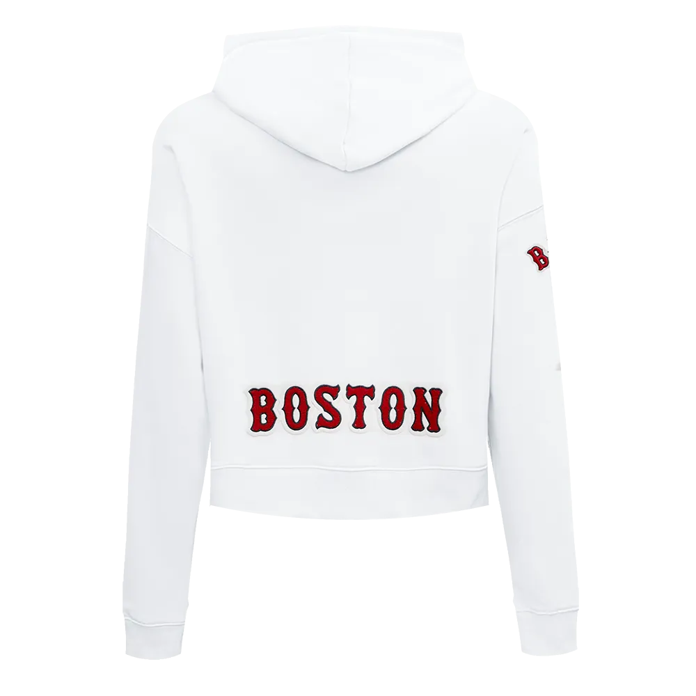 MLB BOSTON RED SOX CLASSIC WOMEN'S CROPPED PO HOODIE (WHITE)