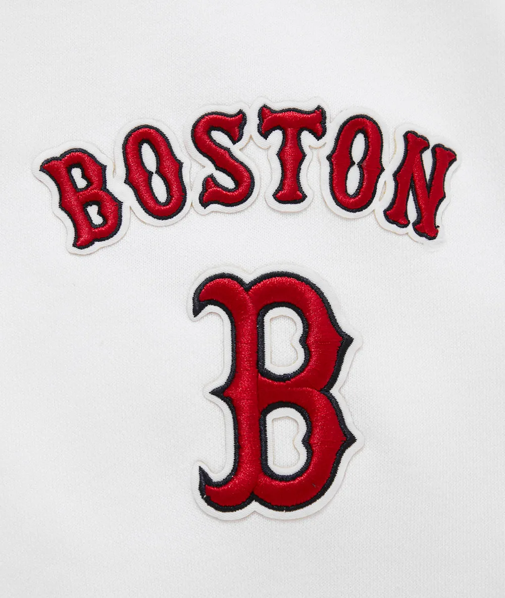 MLB BOSTON RED SOX CLASSIC WOMEN'S CROPPED PO HOODIE (WHITE)