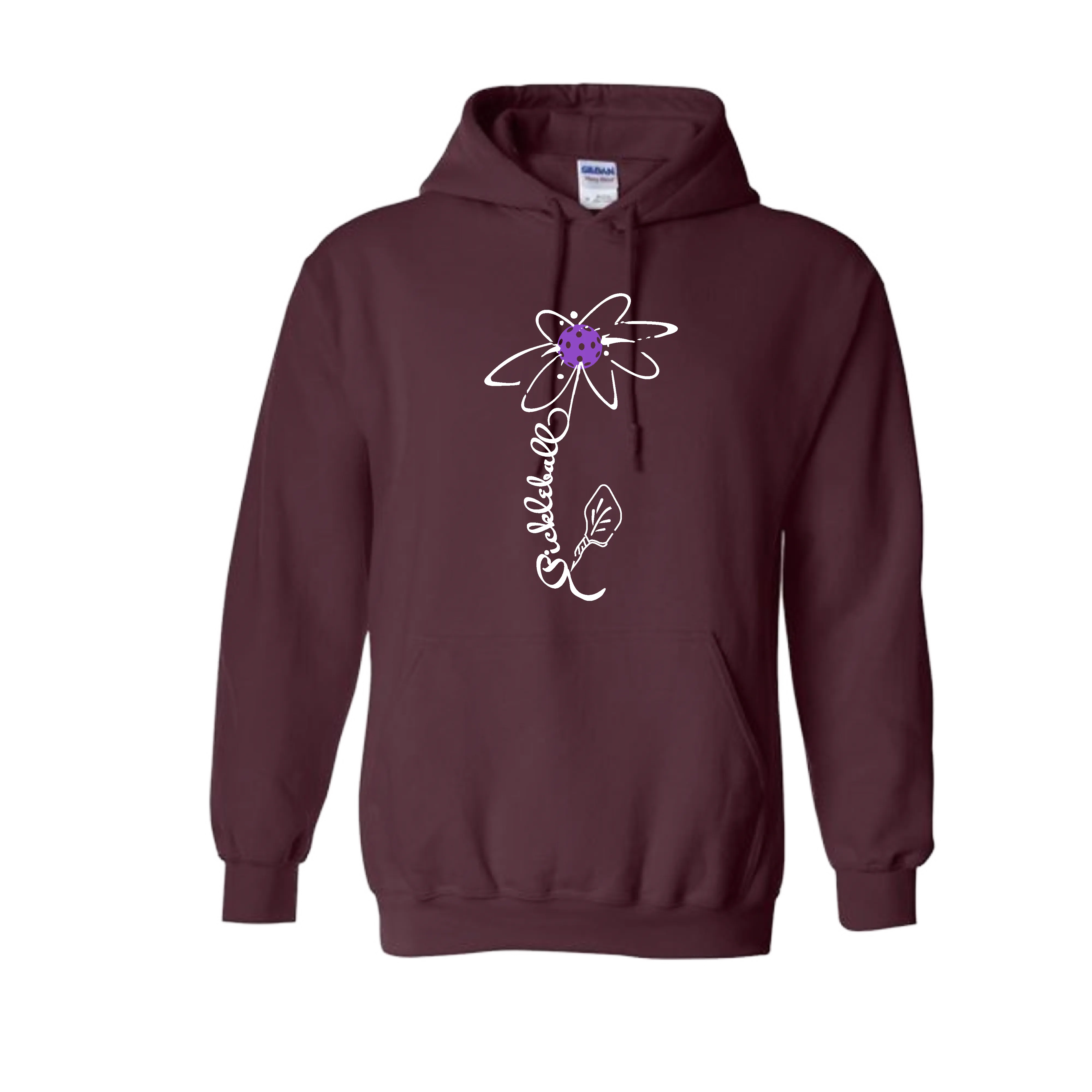 Pickleball Flower (Orange, Pink or Purple) | Unisex Hoodie Athletic Sweatshirt | 50% Cotton/50% Polyester