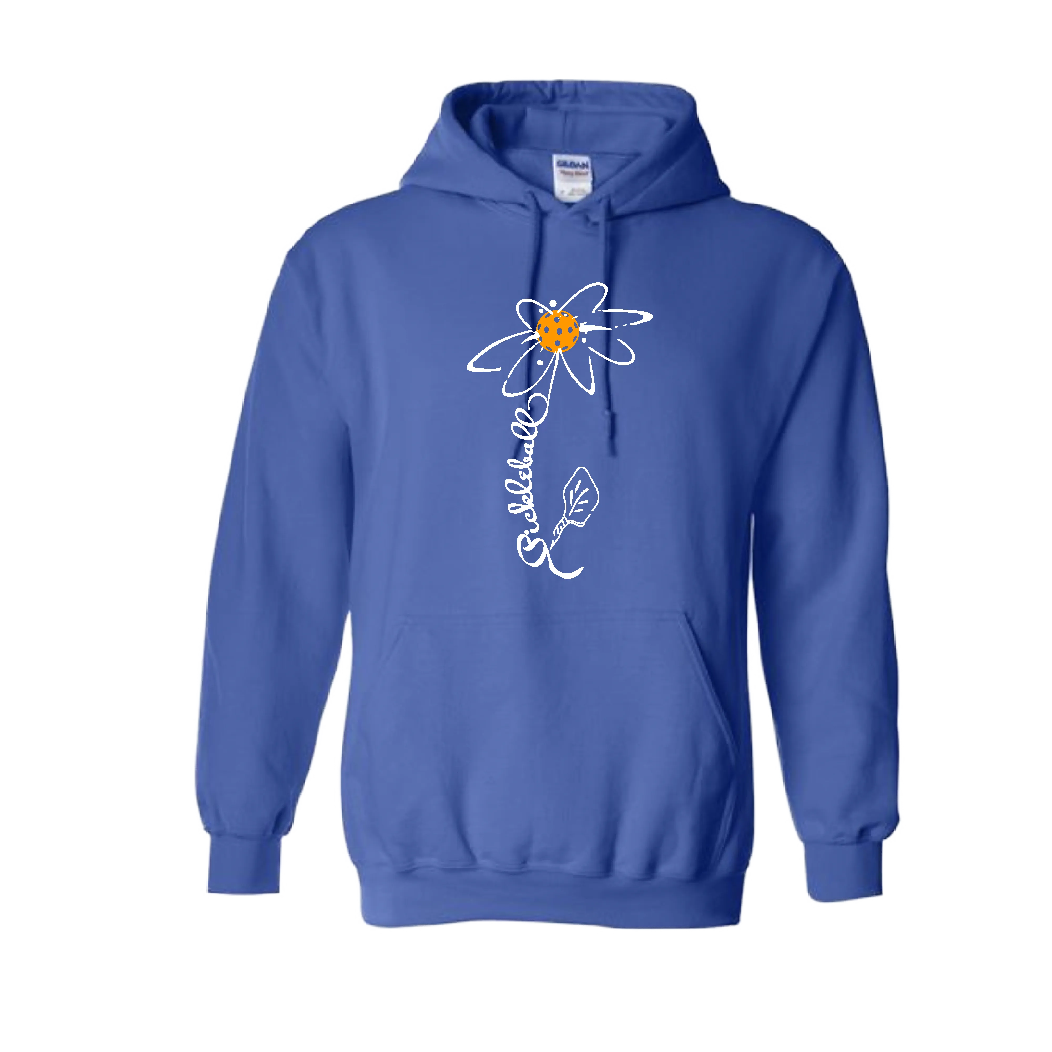 Pickleball Flower (Orange, Pink or Purple) | Unisex Hoodie Athletic Sweatshirt | 50% Cotton/50% Polyester