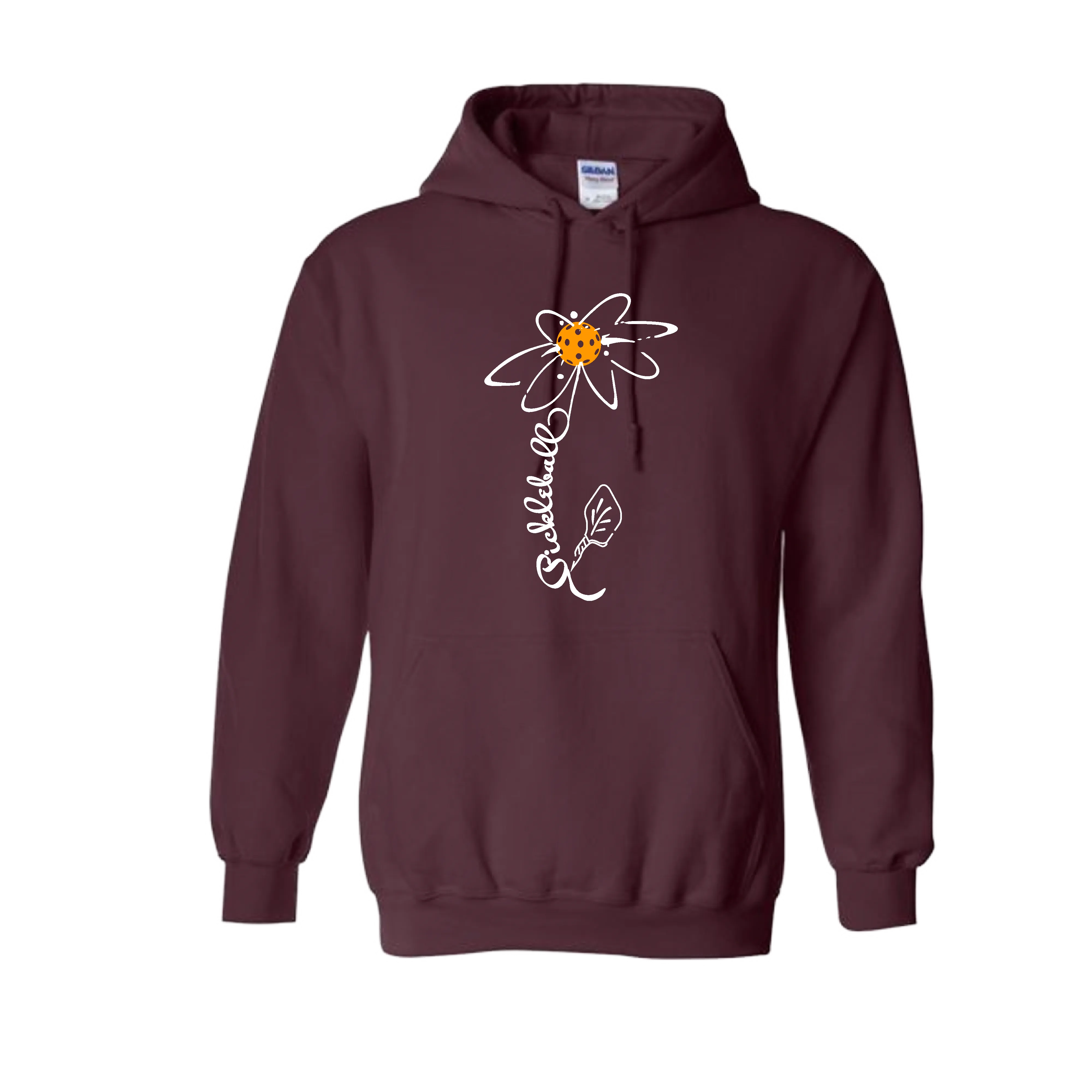 Pickleball Flower (Orange, Pink or Purple) | Unisex Hoodie Athletic Sweatshirt | 50% Cotton/50% Polyester