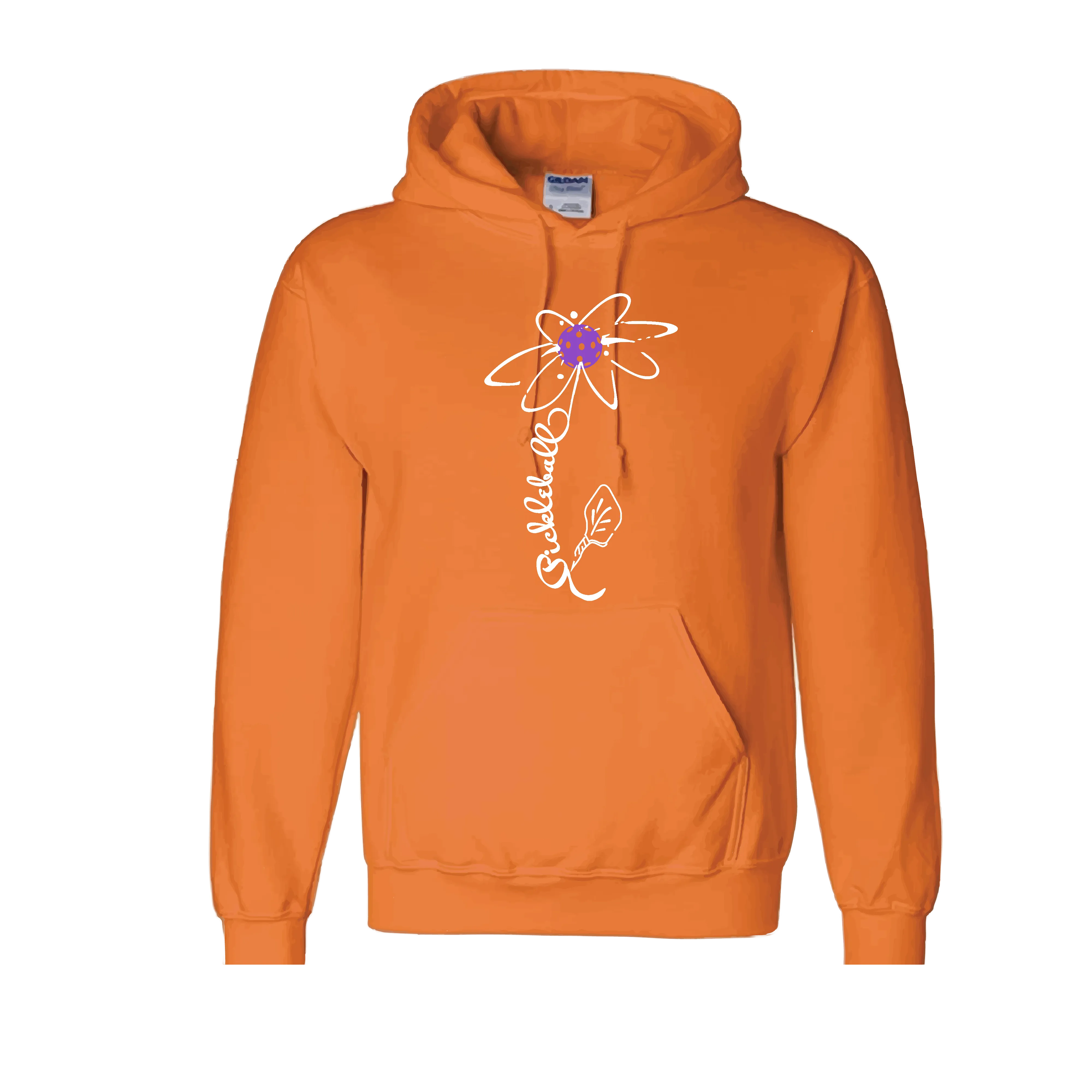 Pickleball Flower (Orange, Pink or Purple) | Unisex Hoodie Athletic Sweatshirt | 50% Cotton/50% Polyester