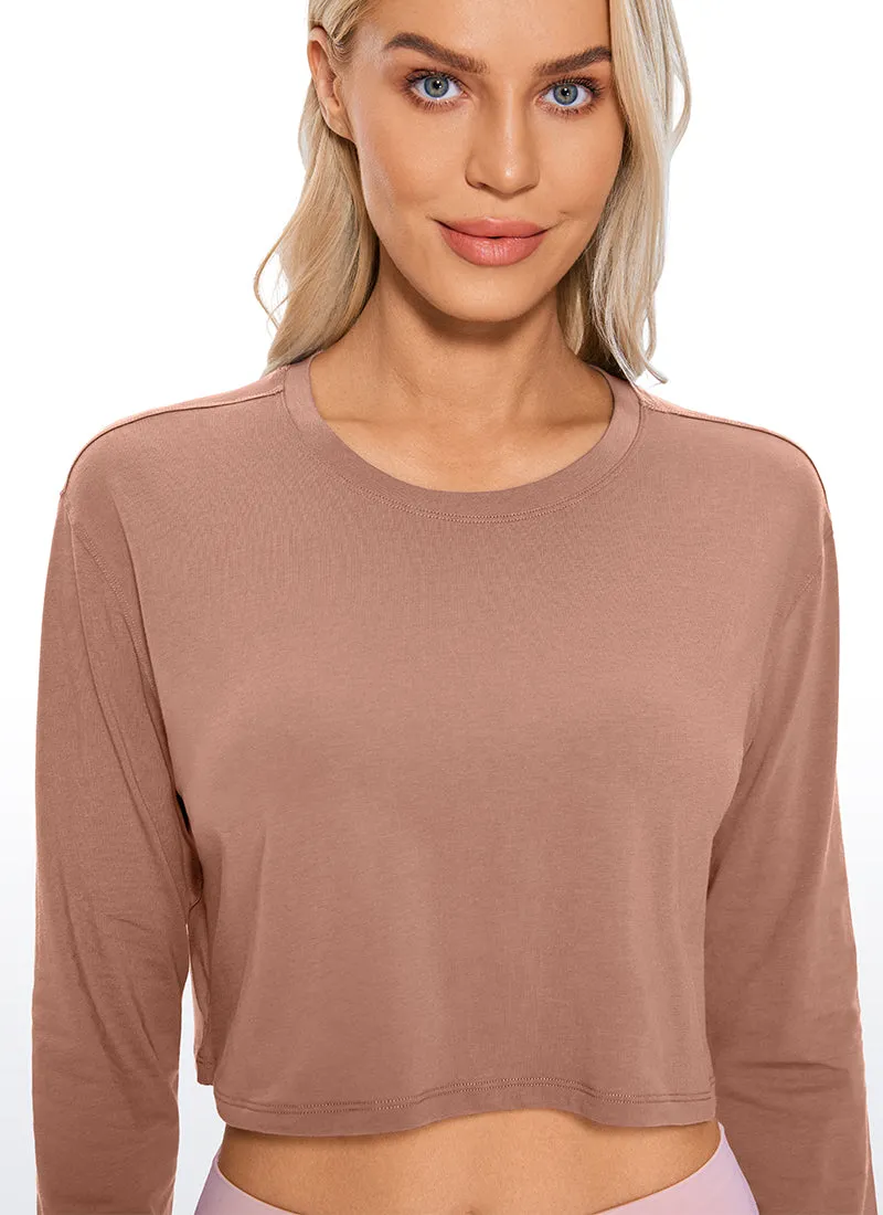 Pima Cotton Workout Cropped Long Sleeve