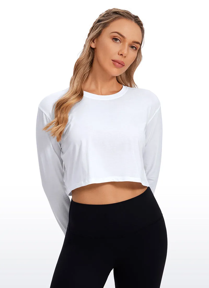 Pima Cotton Workout Cropped Long Sleeve