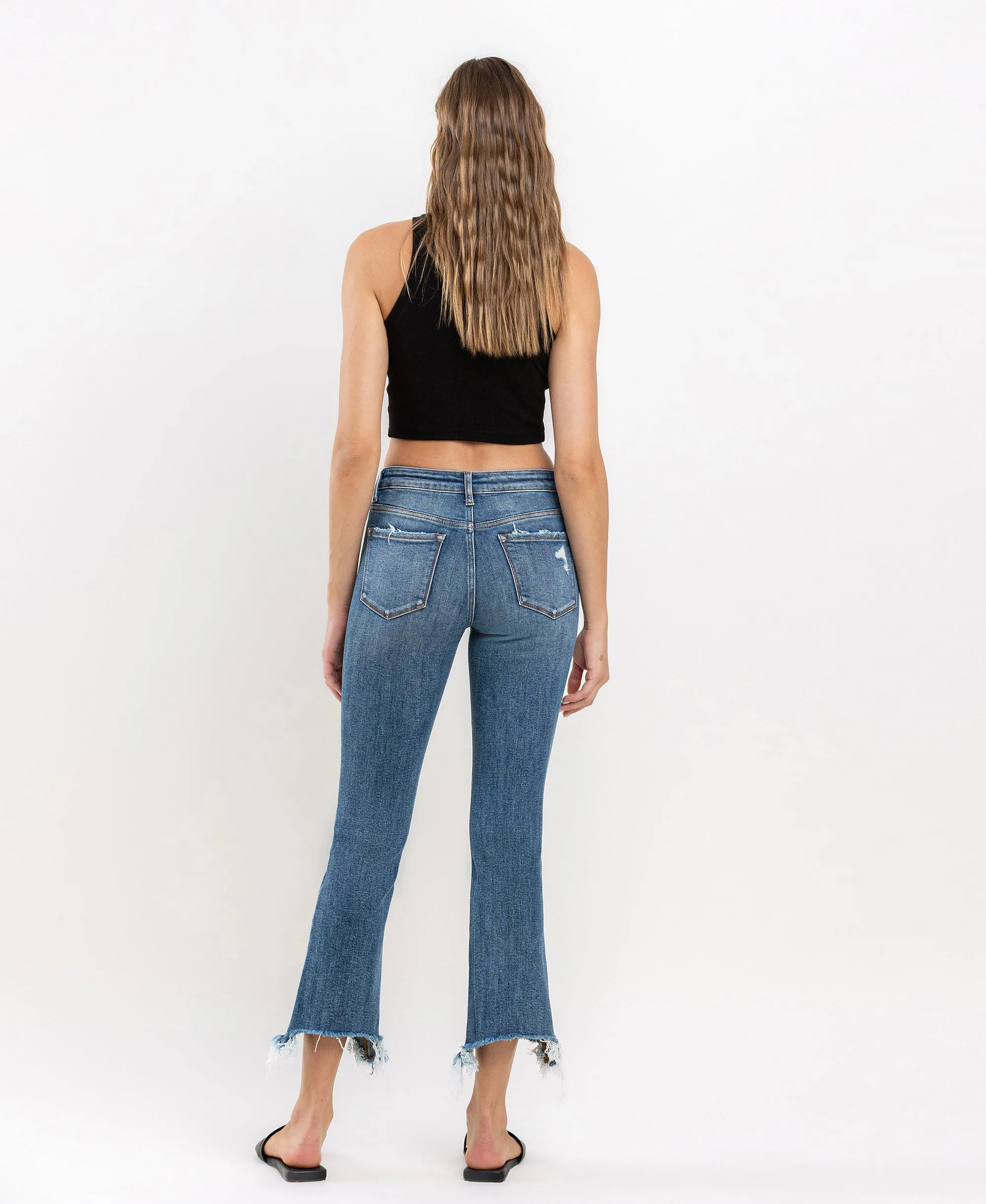 Prodigy - Mid Rise Distressed Cropped Bootcut Jeans