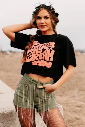 "Every Day Is A Dream" Boxy Fit Puff Graphic Crop Tee (Black) - Print On Demand