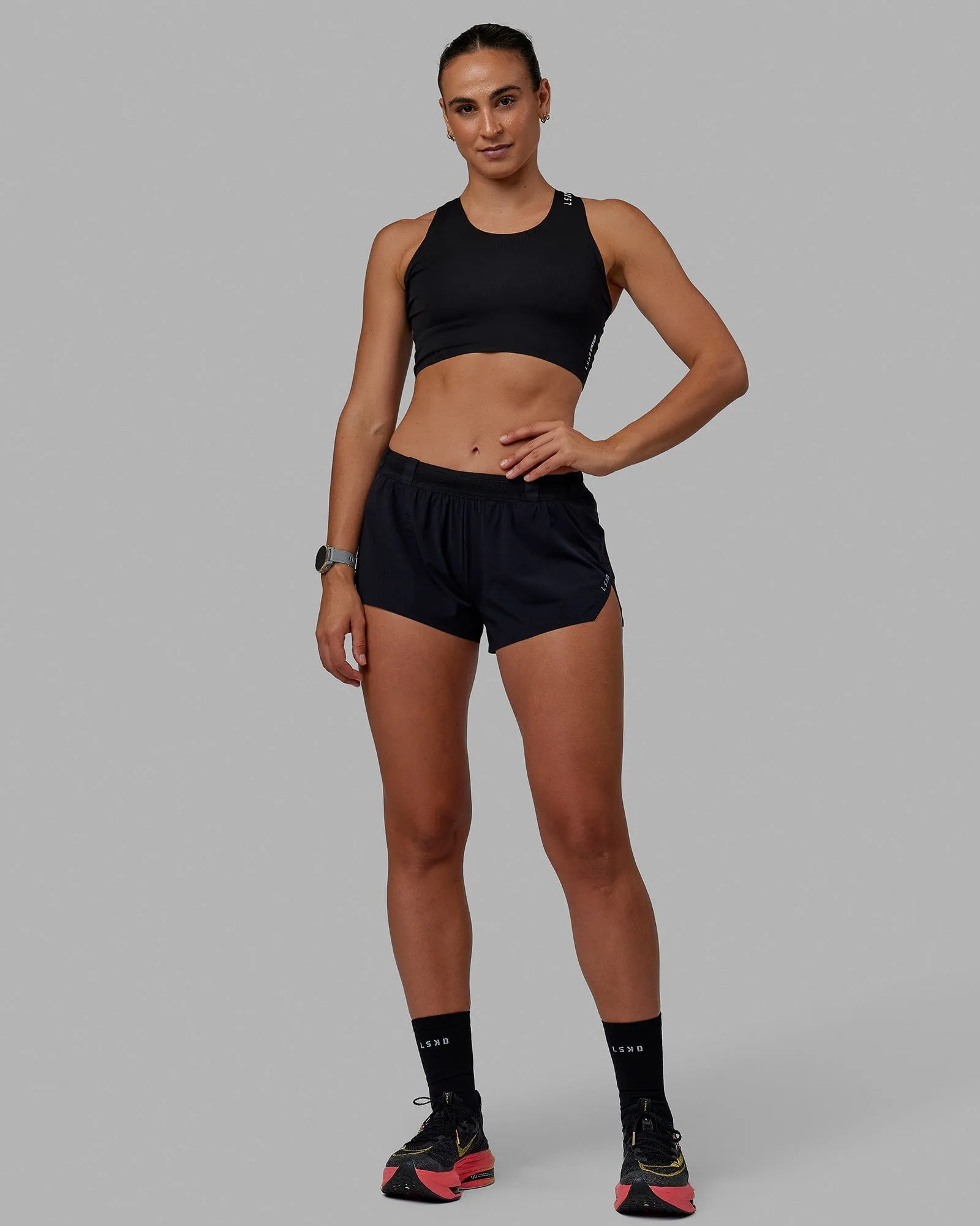 Race Day Cropped Performance Tank - Black-White