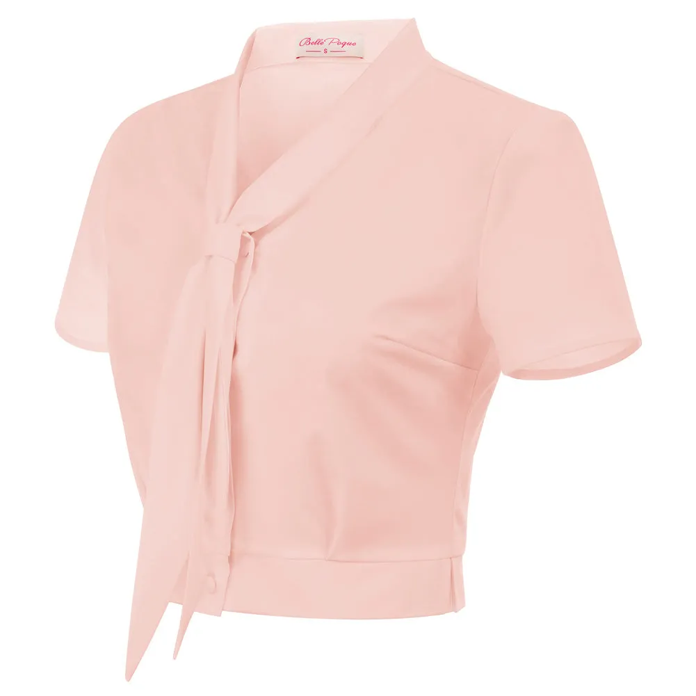 Short Sleeve Roll Style Collar Button Placket Blouse