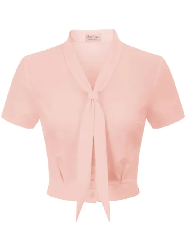 Short Sleeve Roll Style Collar Button Placket Blouse