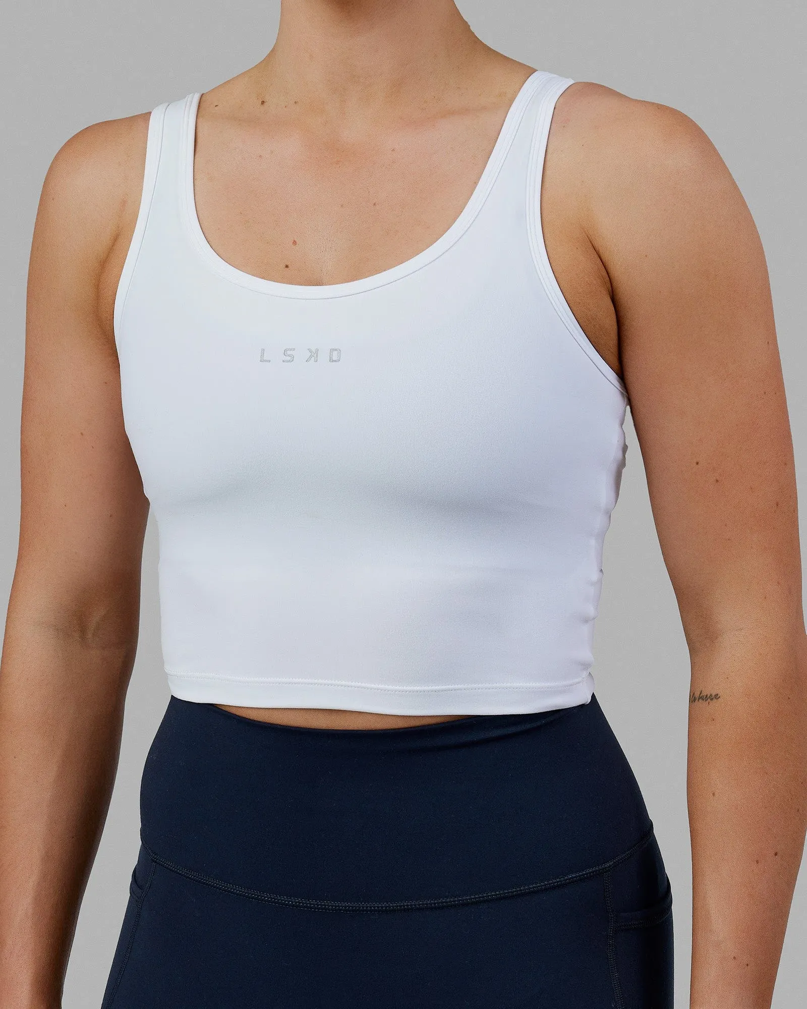 Staple Active Cropped Tank - White