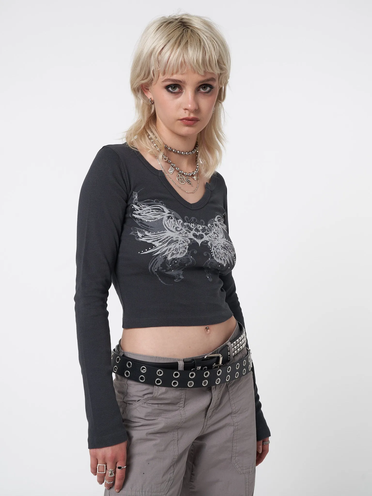 Strass Heart Wings Crop Top