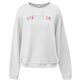 Sweatshirt - Corded Crew Neck - White - Embroidered Assumption