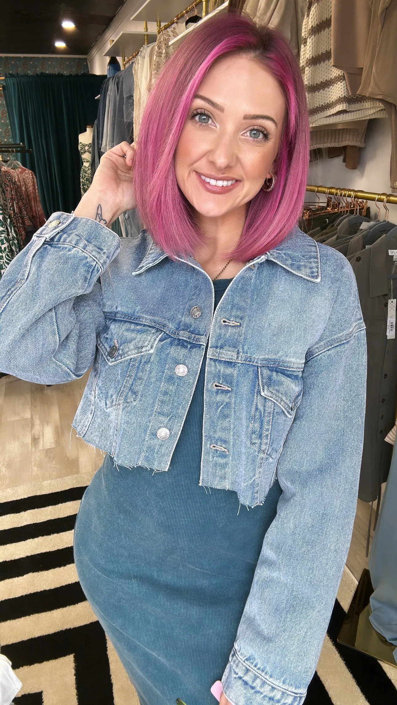 Tell Me Anything Cropped Denim Jacket [MULTIPLE COLORS]